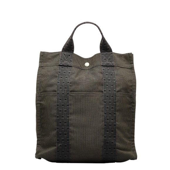 💝HERMES YALE LINE MM Rucksack Backpack Gray Black Canvas PADLOCK & KEY🍀 - Picture 9 of 13